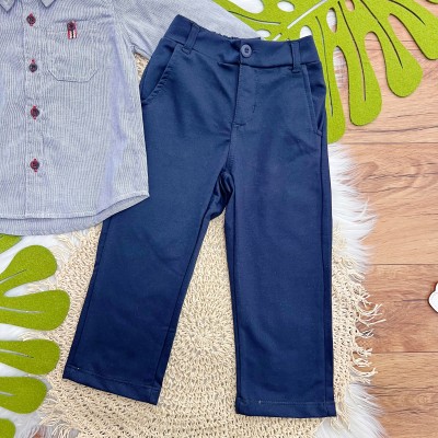 Conj. Camisa Manga Longa  e Calça Social - Azul Marinho